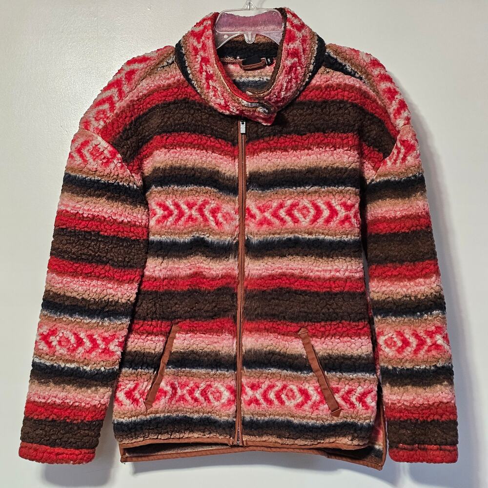 Cruel Girl Fleece Jacket Full Zip Sweater, Southwestern Print - Size Small